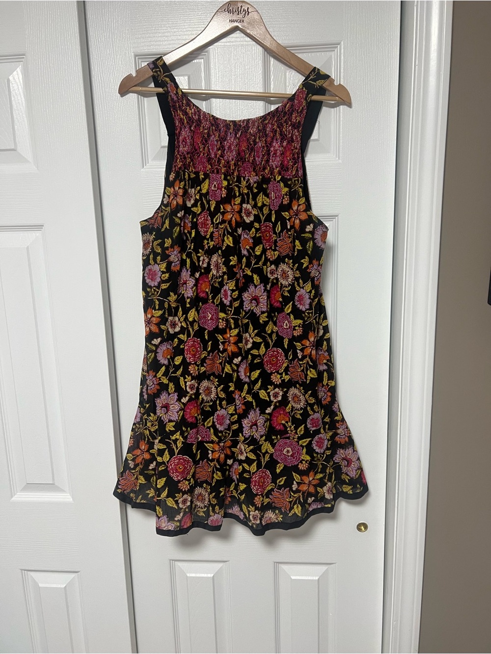 Free People Oh Baby Floral Mini Dress Black Multicolor Boho XS - Picture 4 of 8